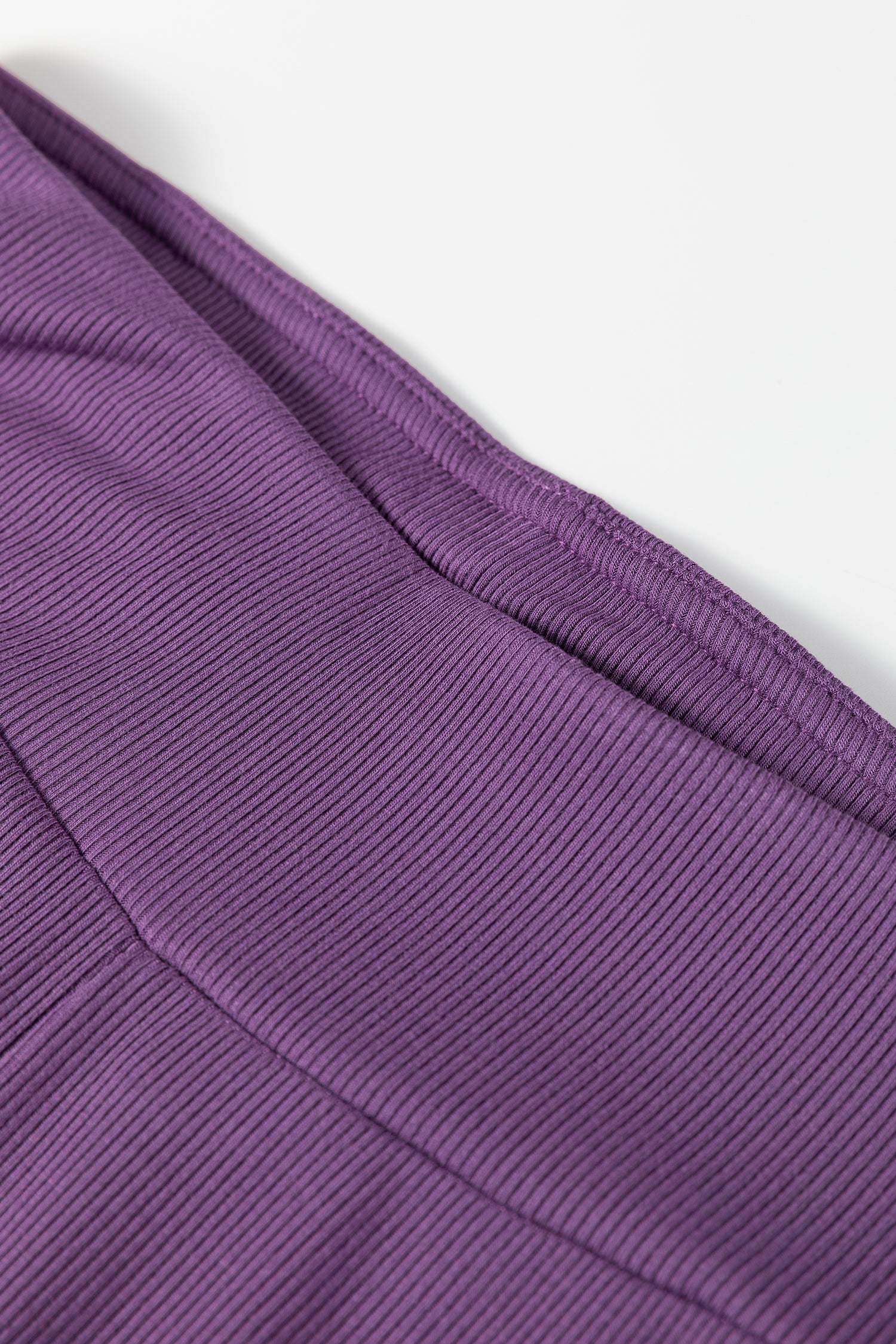 Orchid Mist Solid Color Oversize Slit Sweatshirt Ribbed Leggings 2pcs Set