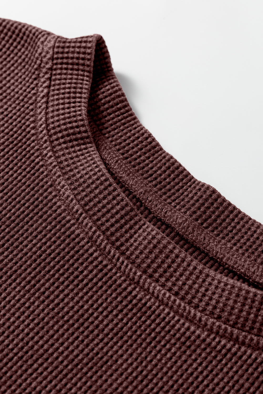 Bright Pink Waffle Knit Patchwork Long Sleeve Loose Top