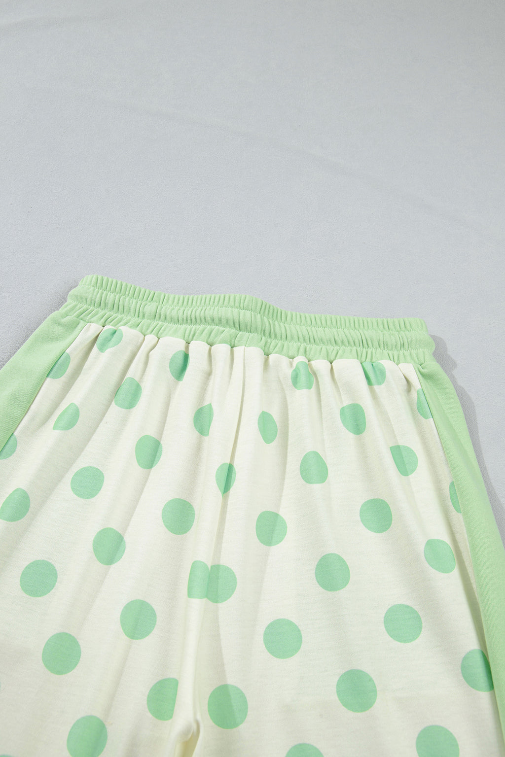 Green Color Block Patchwork Polka Dot Wide Leg Pant Set