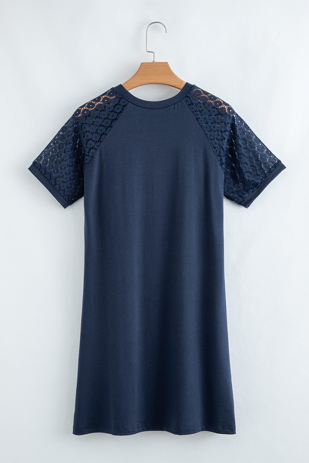 Green Contrast Lace Raglan Sleeve Pleated Detail Shift Dress
