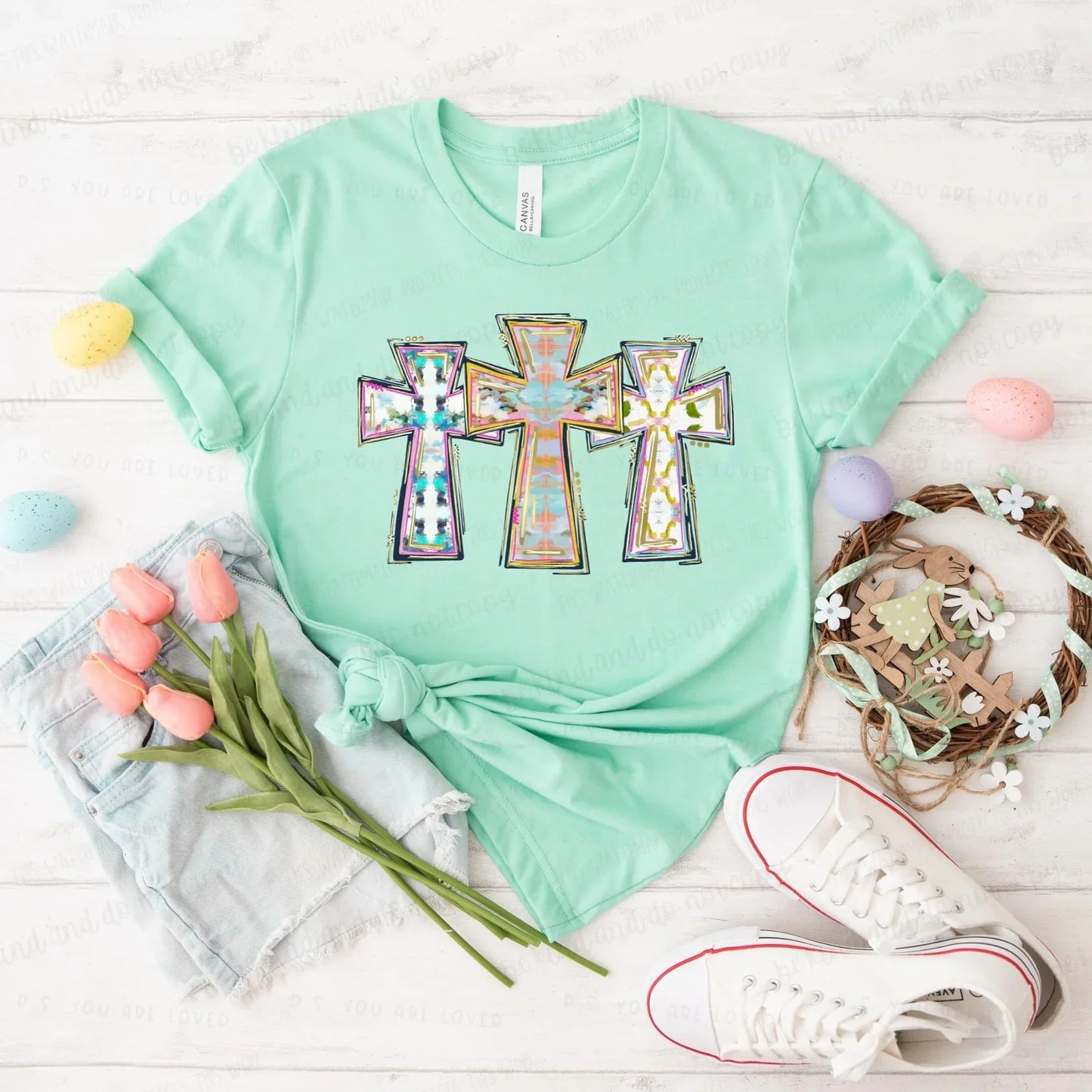 Watercolor Cross Trio Tee