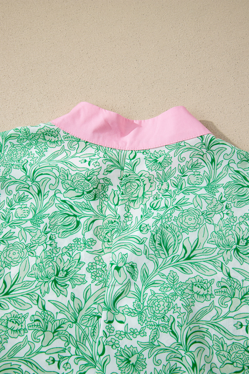 Pink Floral Print Color Block Patchwork V Neck Short Sleeve Midi Dress
