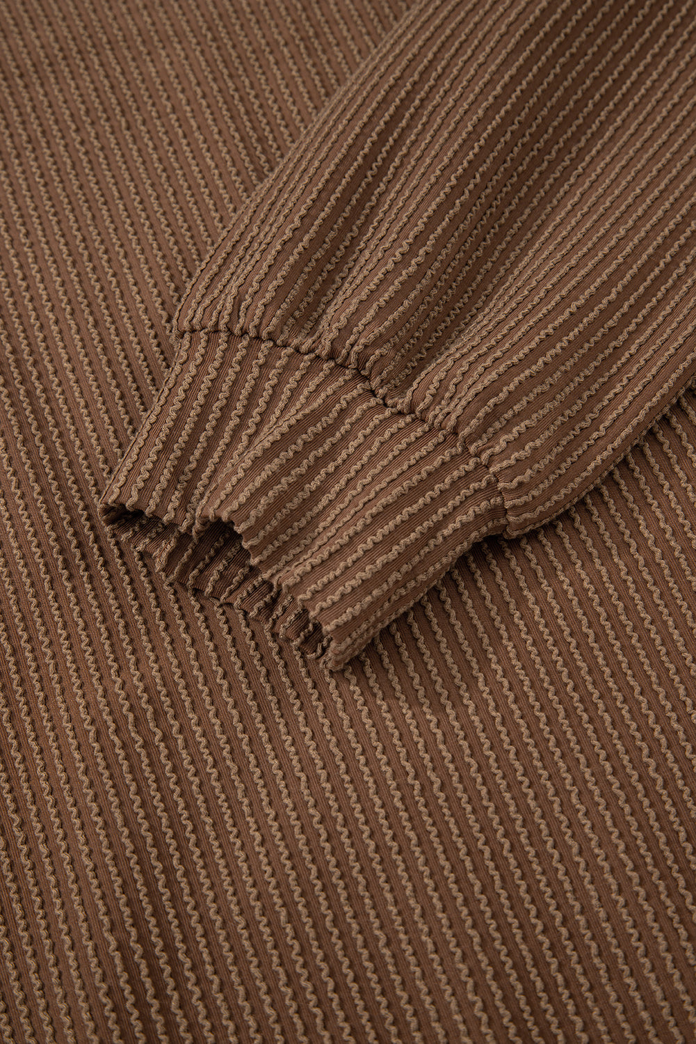 Coffee Twisted Rib Texture Solid Hoodie