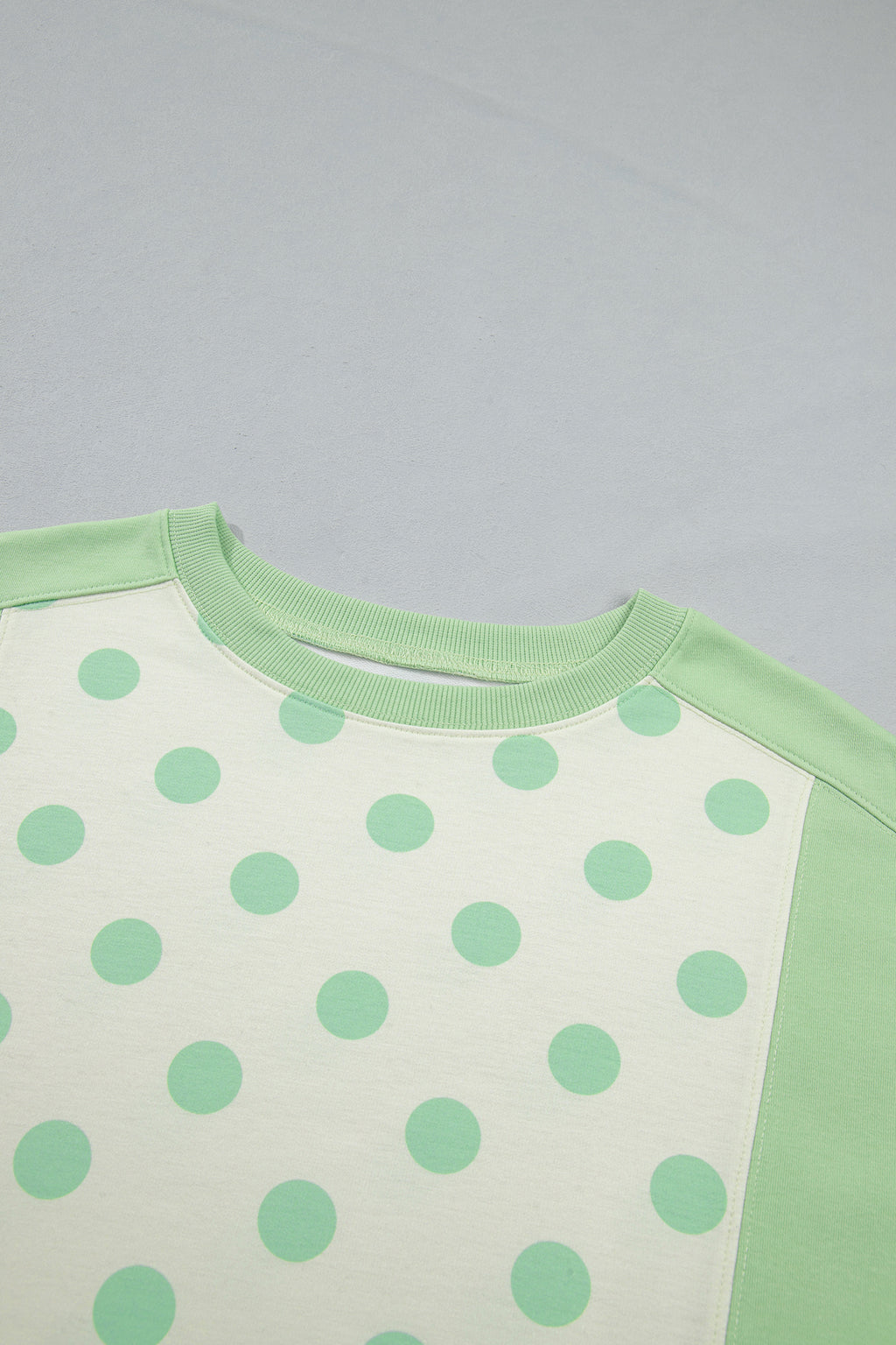 Green Color Block Patchwork Polka Dot Wide Leg Pant Set