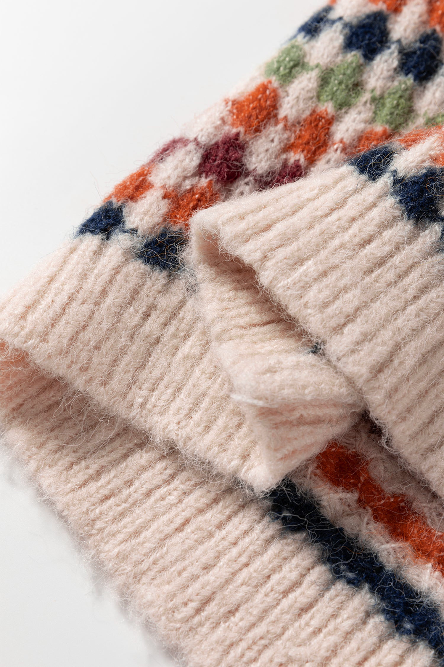 Multicolour Dotty Striped Pattern Knit Drop Shoulder Sweater