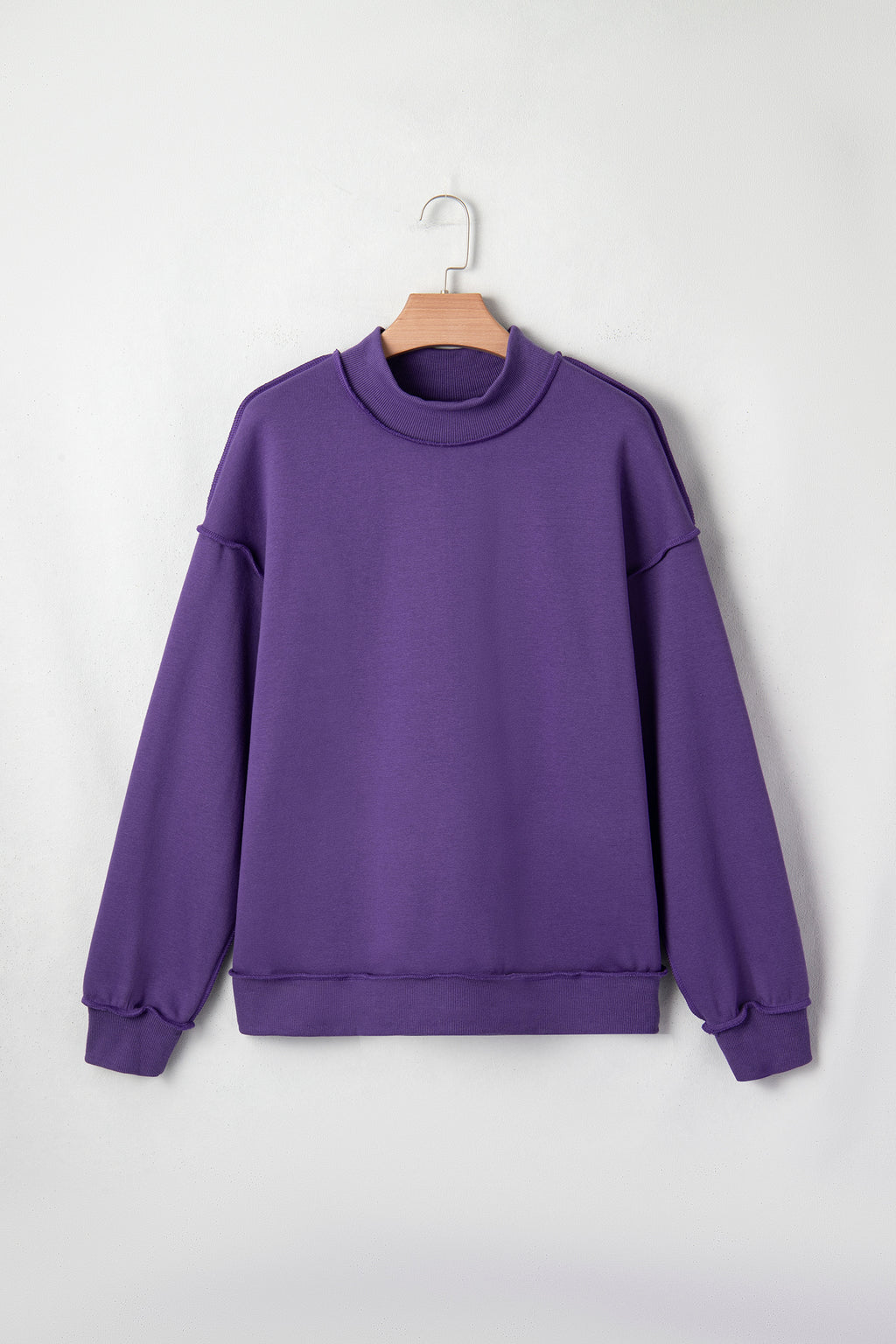 Tillandsia Purple Oversize Drop Shoulder Reversible Mock Neck Sweatshirt