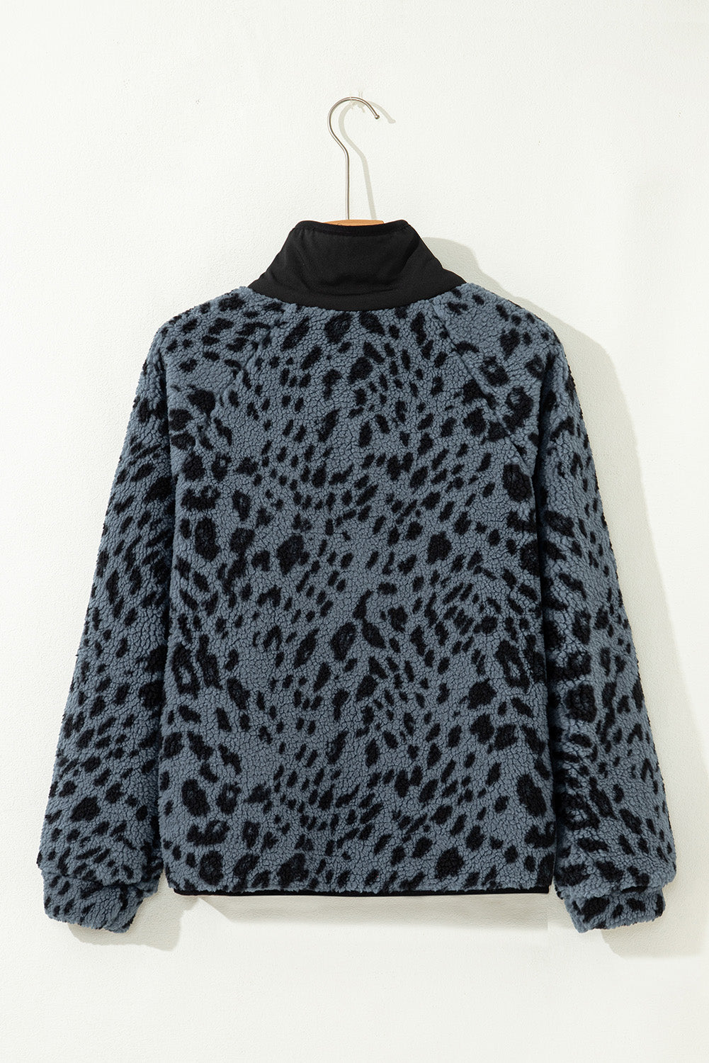 Multicolour Plaid Print Buttoned Stand Collar Fleece Jacket