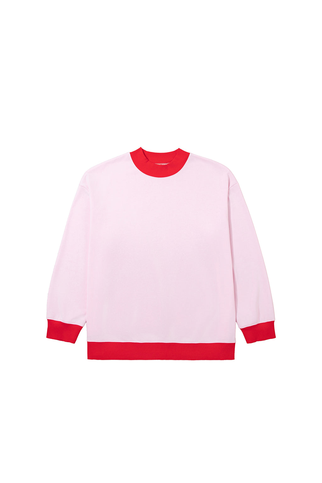 Pink Color Block Contrast Trim Plus Size Sweatshirt