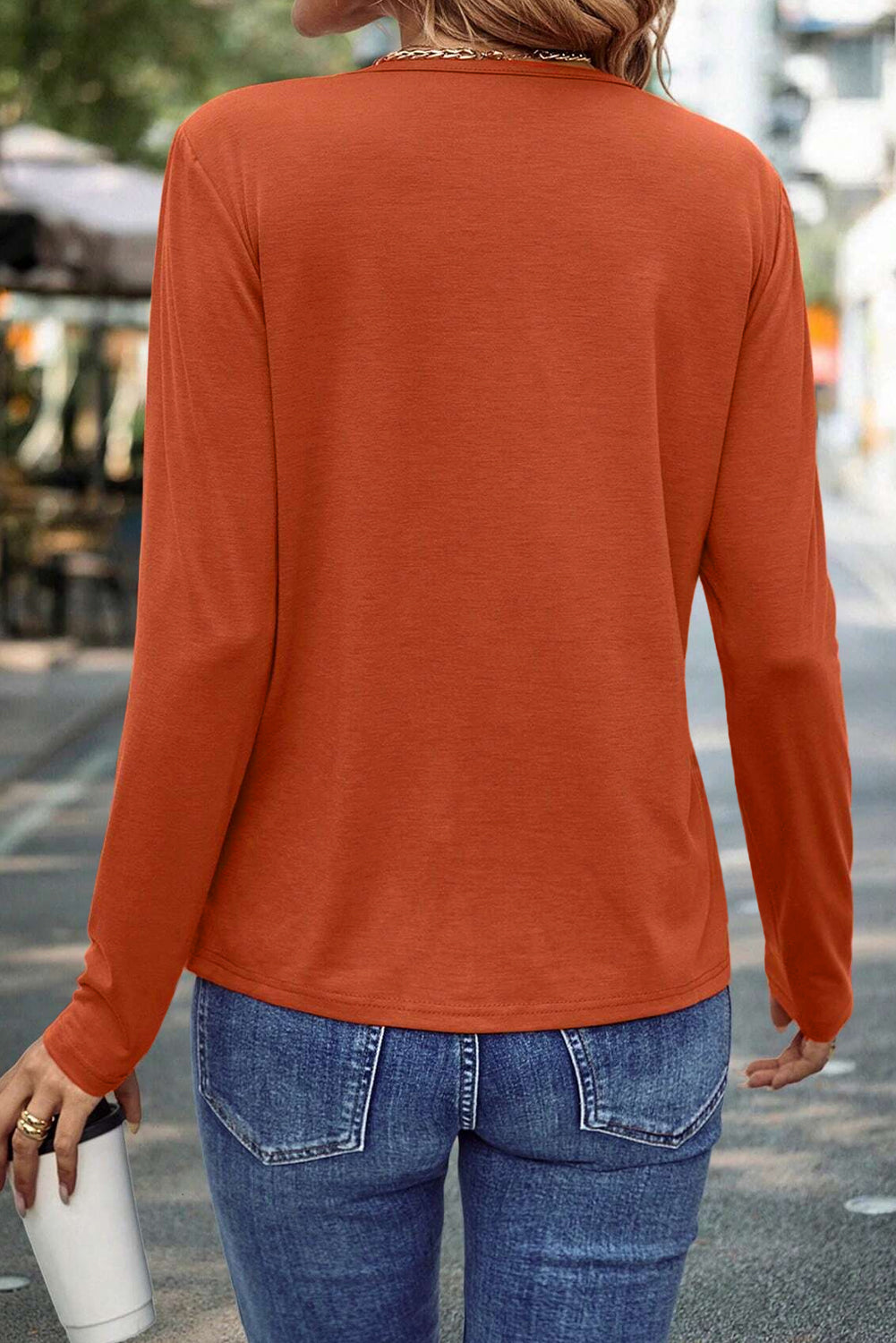 Blackish Green Asymmetric Seam Detail Solid Color Long Sleeve Top