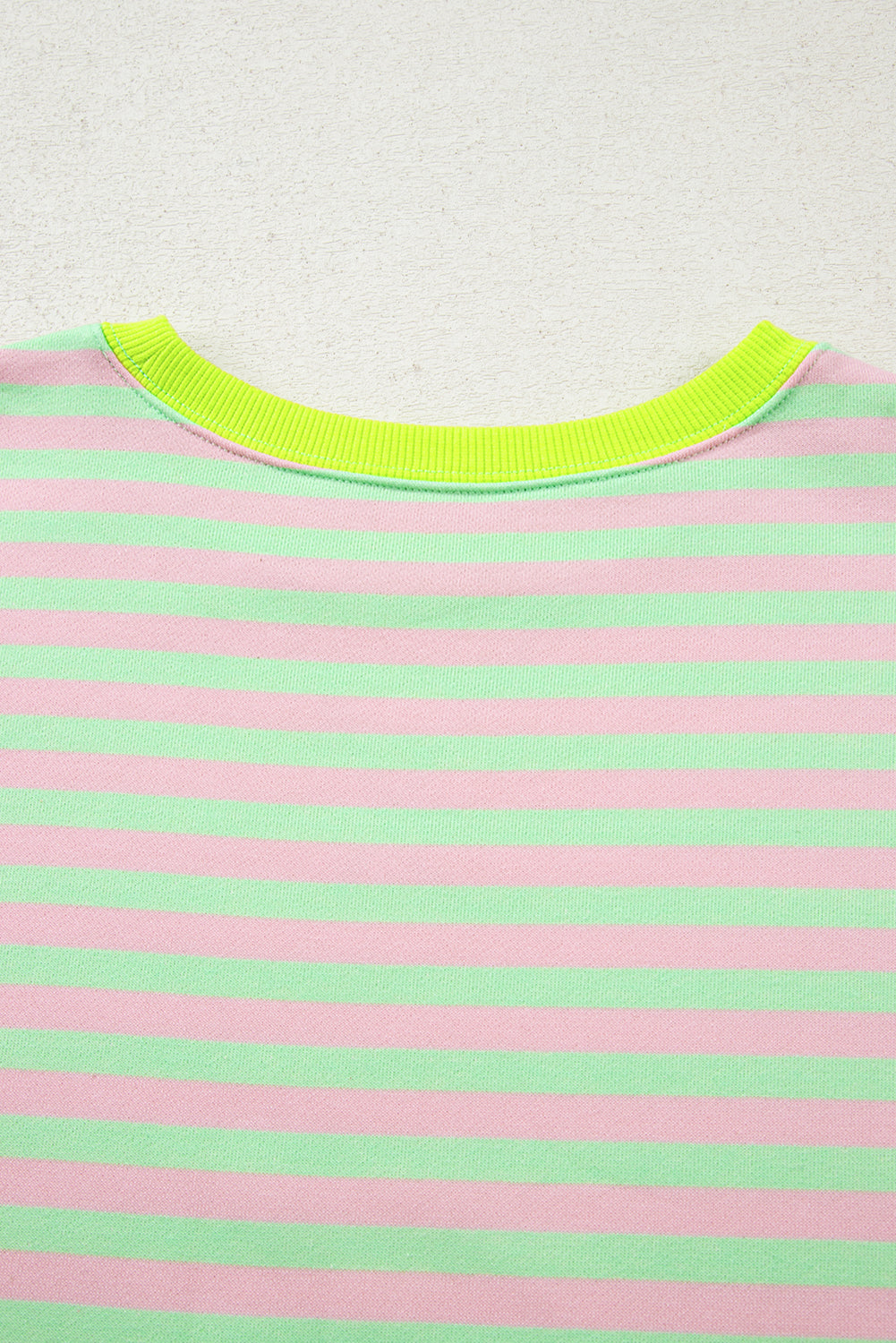 Blue Stripe Contrast Ribbed Trim Crossed Stitch Drop Shoulder Sweatshirt