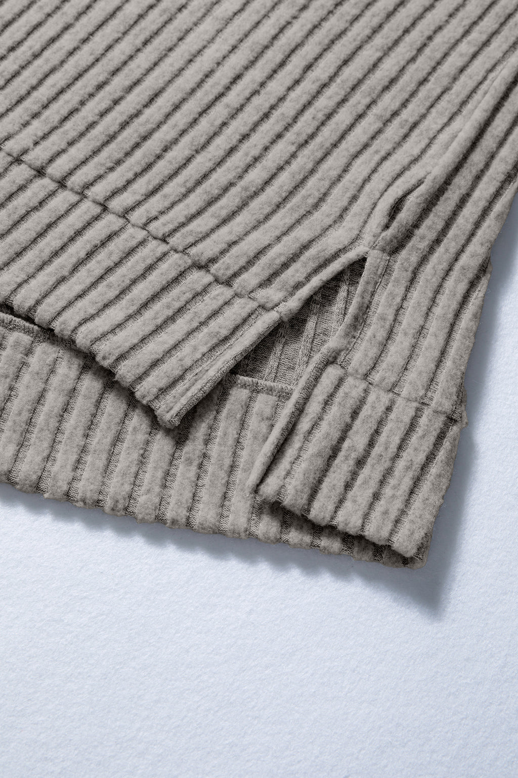 Gray Morn Ribbed High Neck Knitted Pullover Top