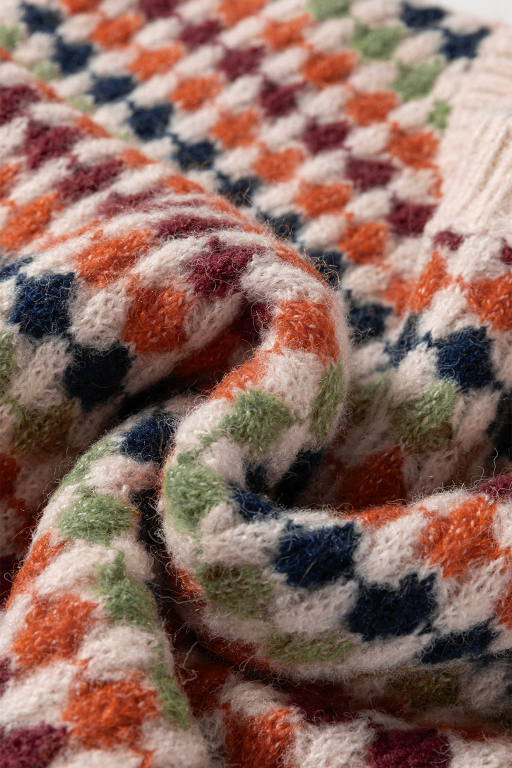 Multicolour Dotty Striped Pattern Knit Drop Shoulder Sweater