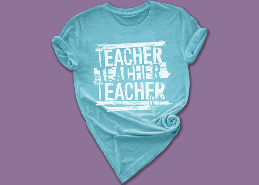 Distressed Stacked Teacher Graphic Tee