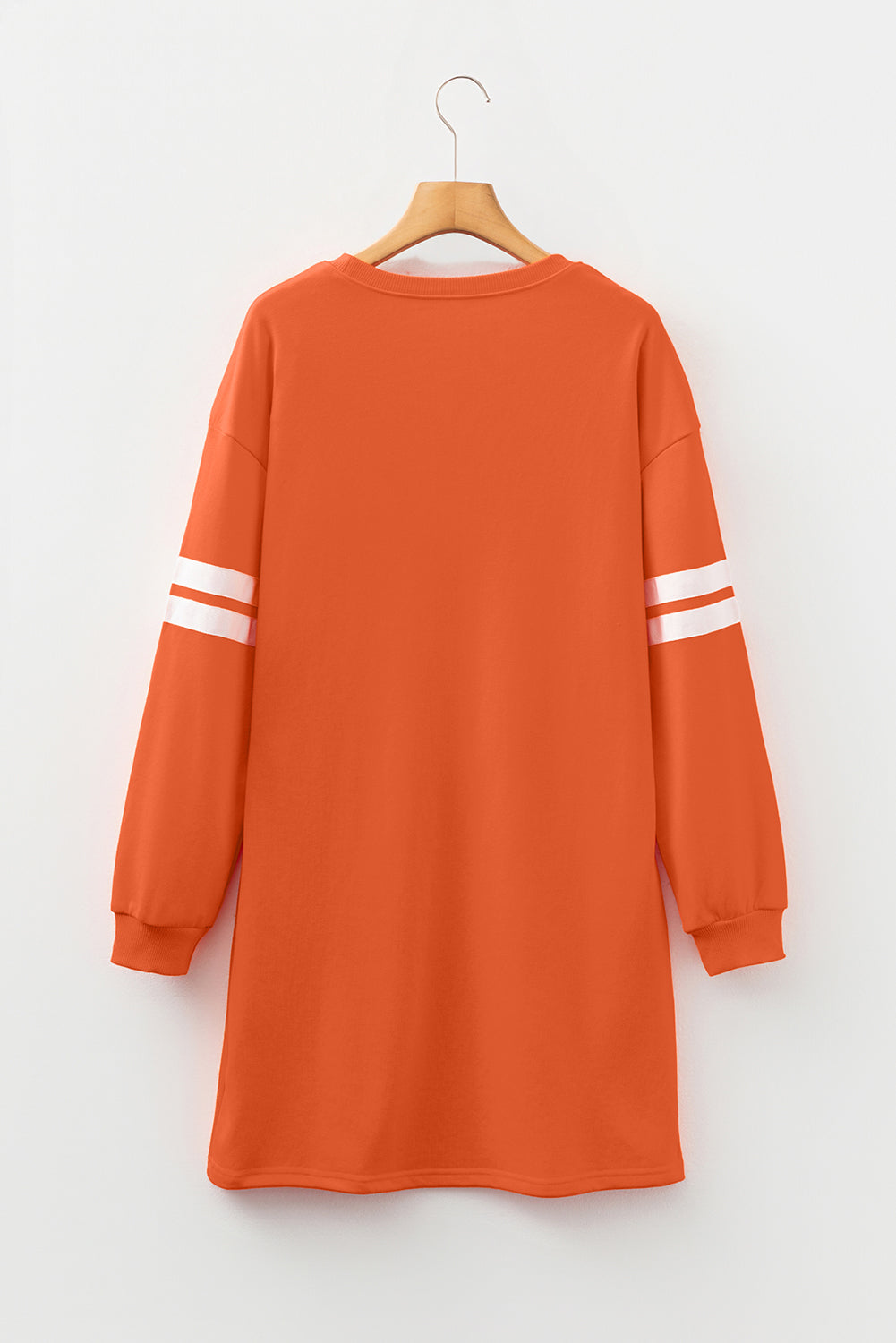 Black Varsity Contrast Banded Sleeve Shift Sweatshirt Dress