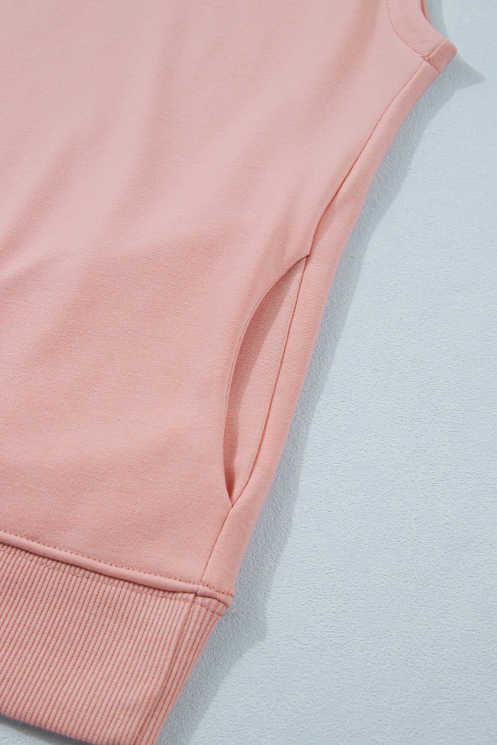 Pink Solid Color High Neck Cap Sleeve Loose Top