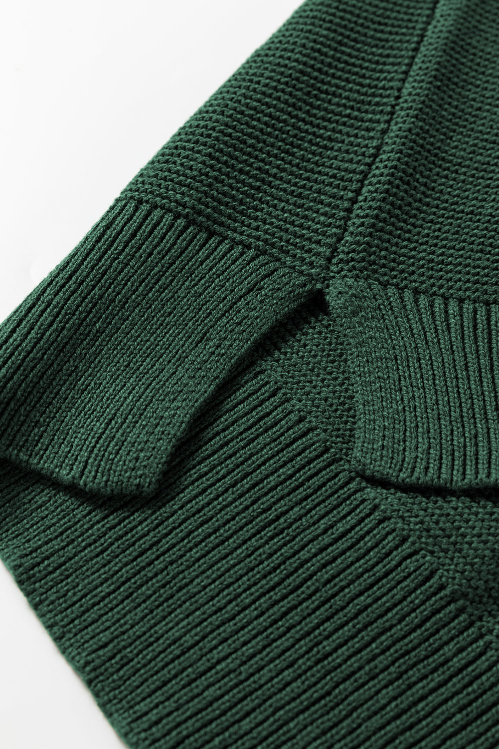 Mist Green Solid Color Front Seam Drop Shoulder Loose Sweater