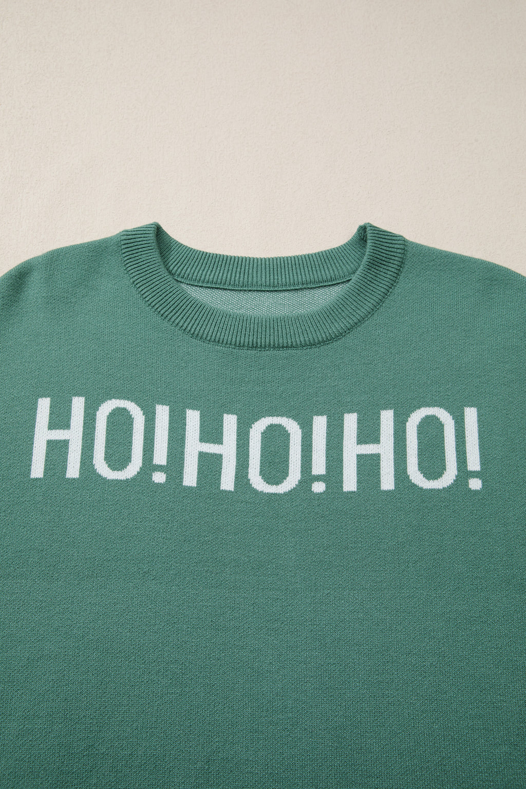 Fiery Red HO HO HO MERRY CHRISTMAS Drop Shoulder Loose Sweater