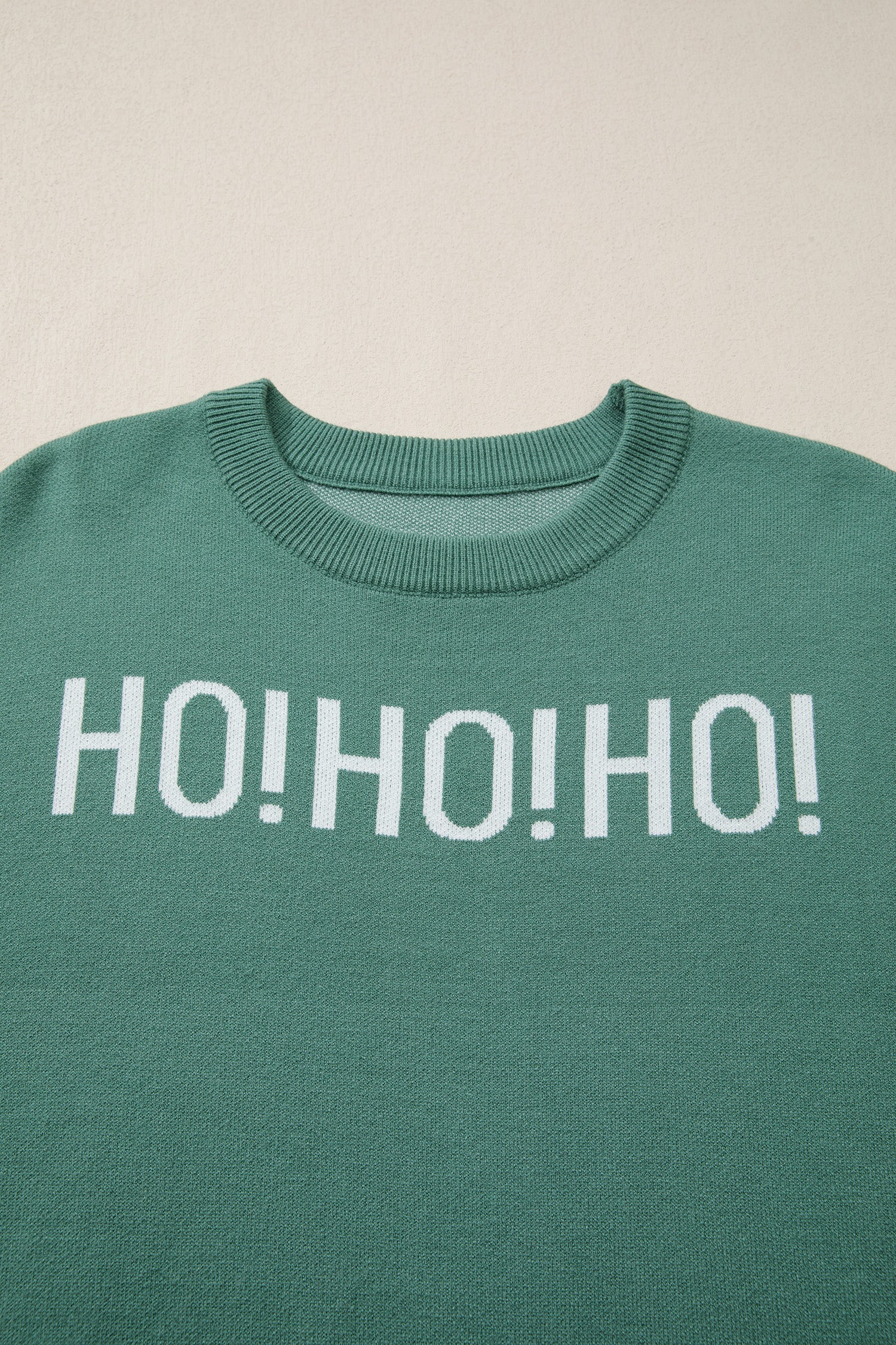 Fiery Red HO HO HO MERRY CHRISTMAS Drop Shoulder Loose Sweater