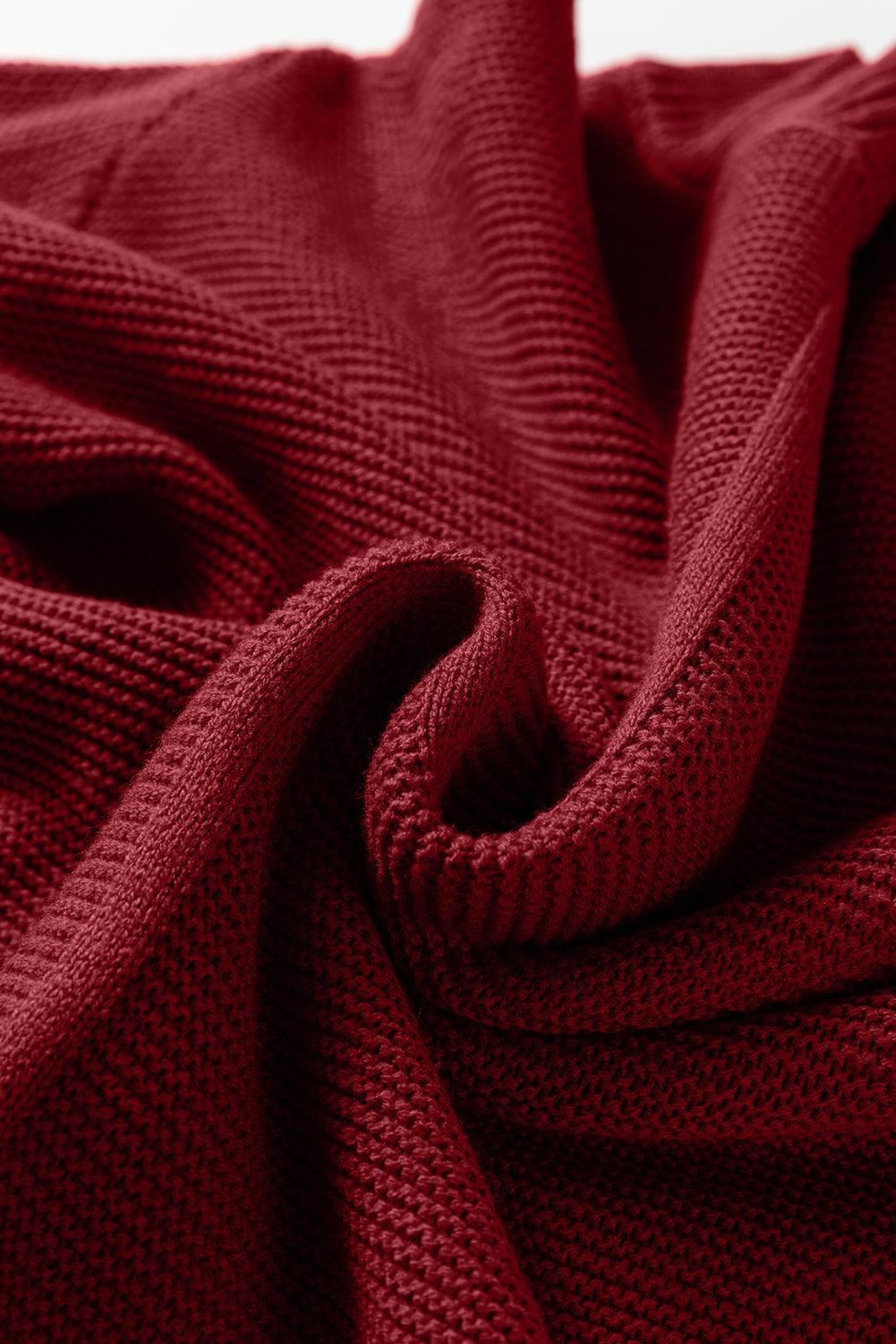 Mist Green Solid Color Front Seam Drop Shoulder Loose Sweater