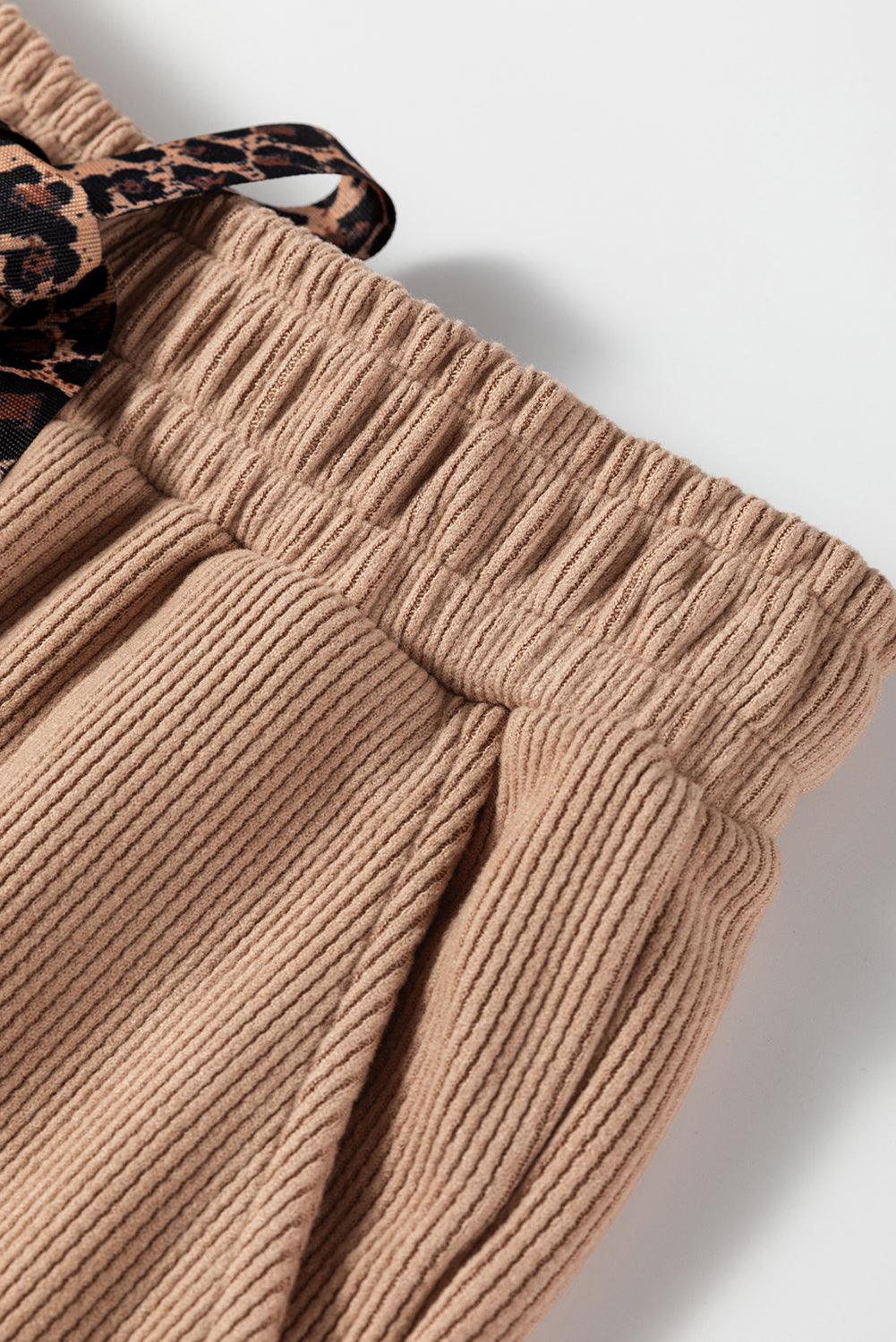 Casual Lace Drawstring Pullover Hoodie and High Waist Pants Corduroy Suit