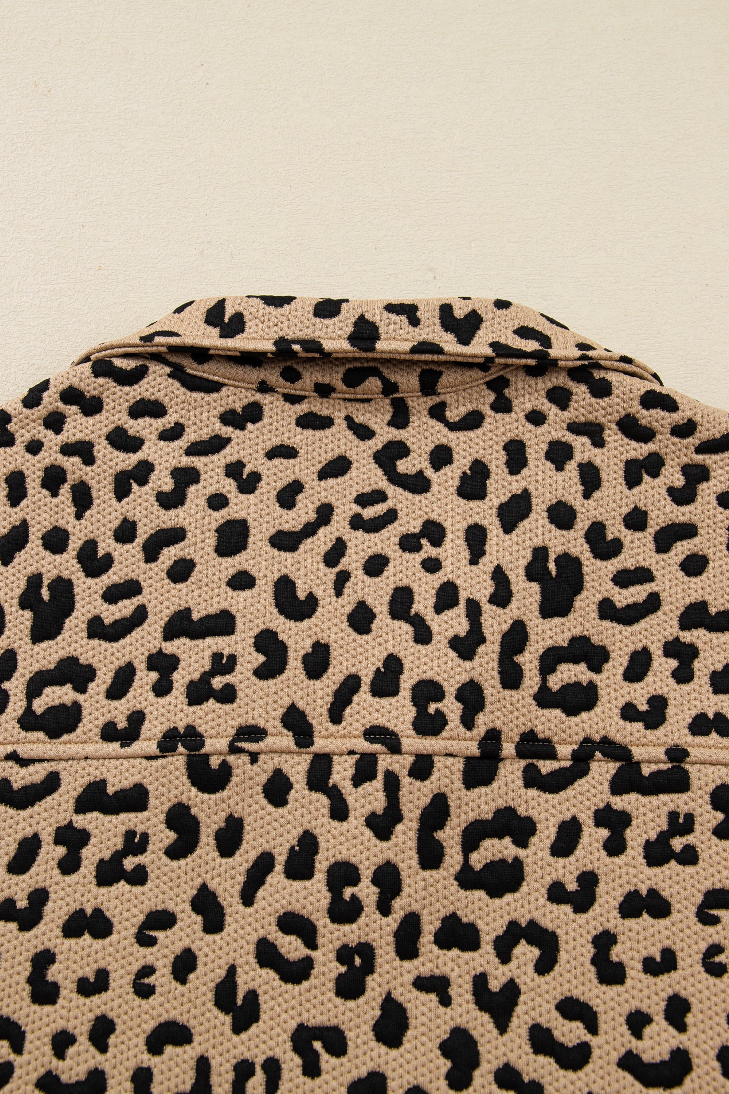 Parchment Leopard Polo Collar V Neck Pullover Top