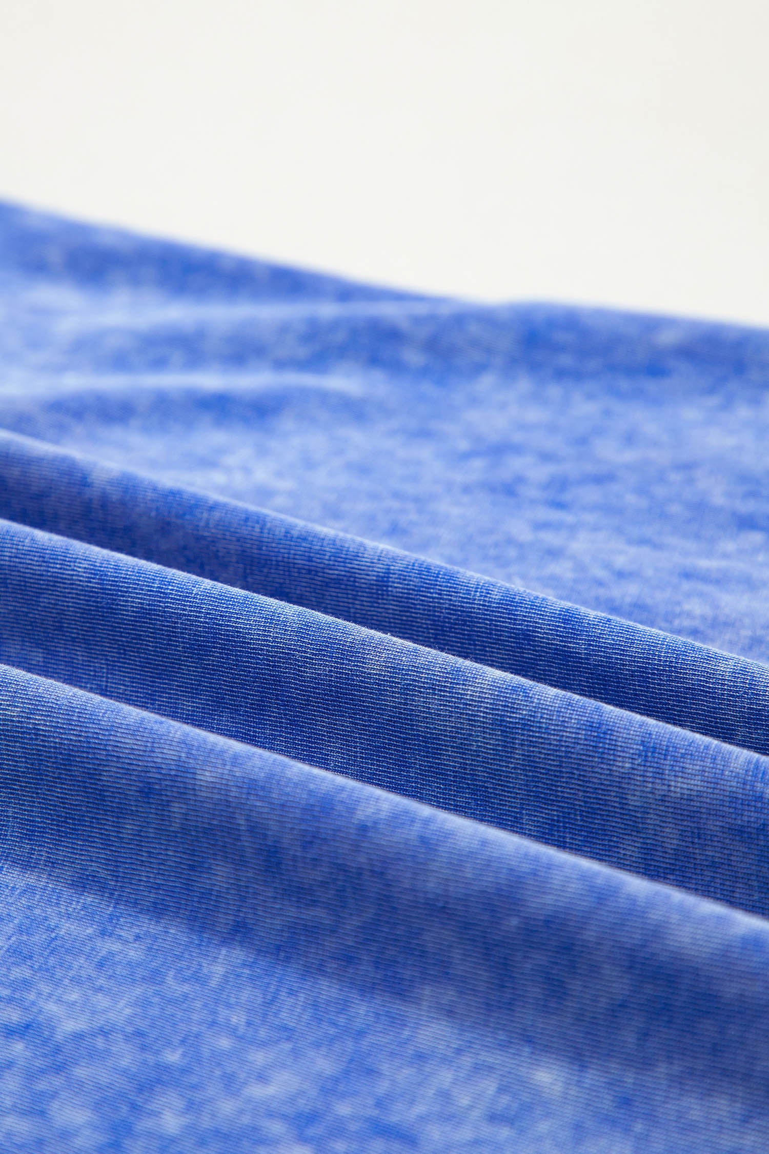 Sky Blue Mineral Wash Raw Seam Lace Sleeve Cotton Tee