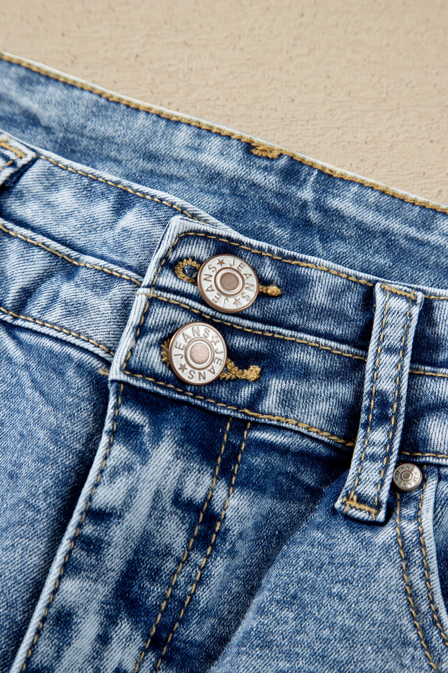 Beau Blue Acid Wash Pocket Detail Flare Jeans