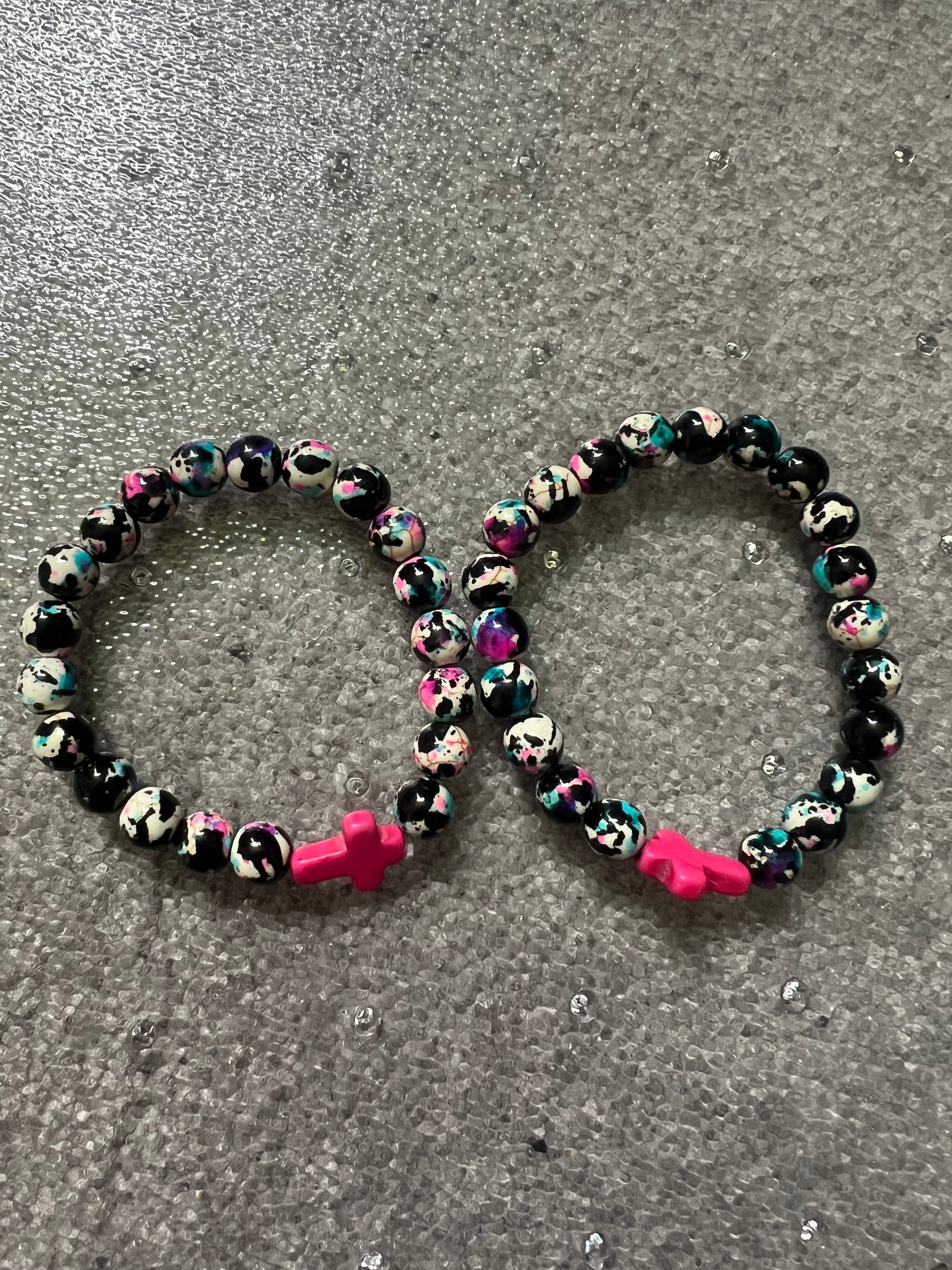 Beaded heart bracelets with cross