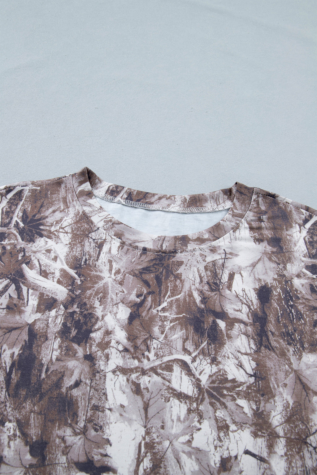 Gray Camouflage Woodland Print Drop Shoulder Tunic Tee