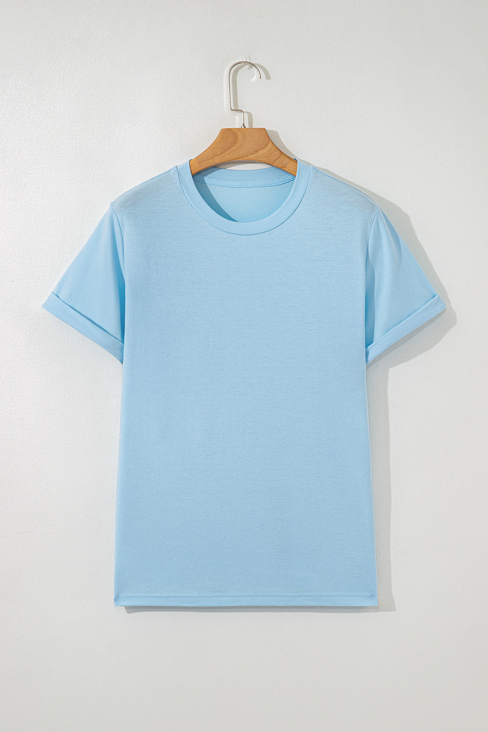 Orange Casual Plain Crew Neck Tee
