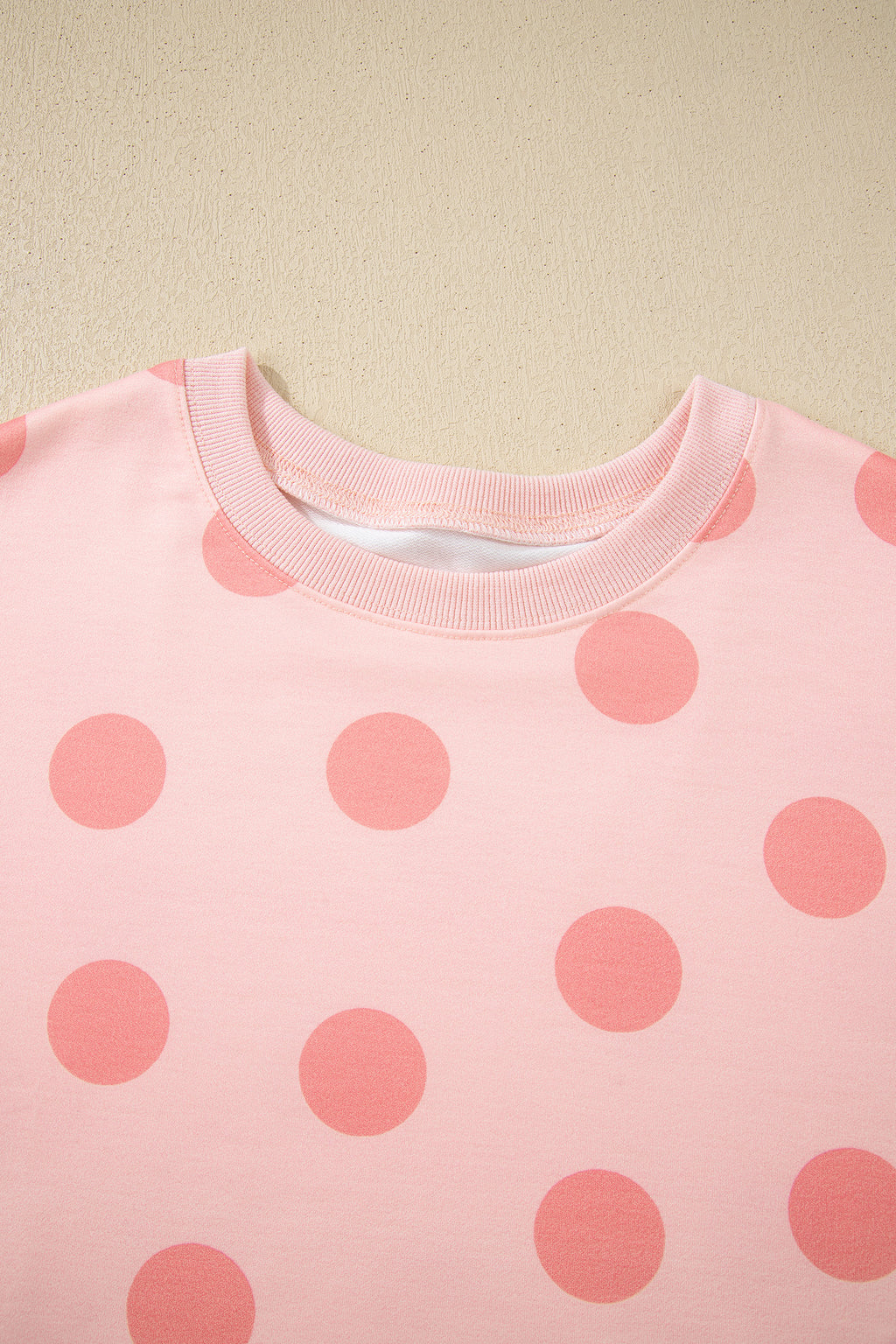 Sky Blue Polka Dot Print Drop Shoulder Pullover Drawstring Shorts Set