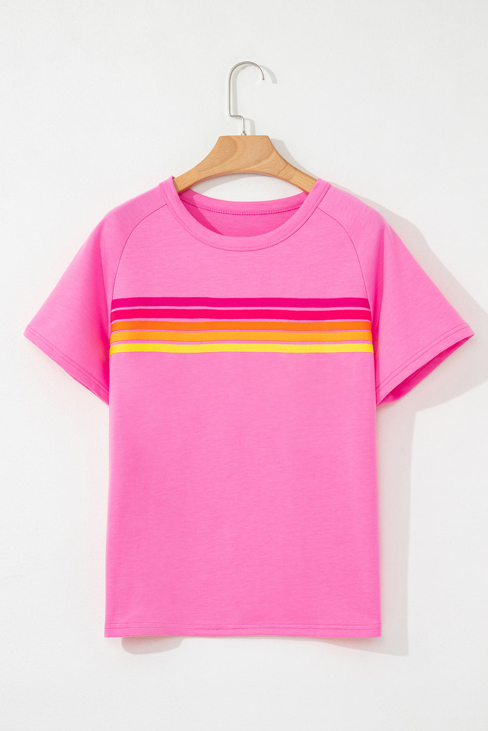 Black Striped Patch Front Casual Tee