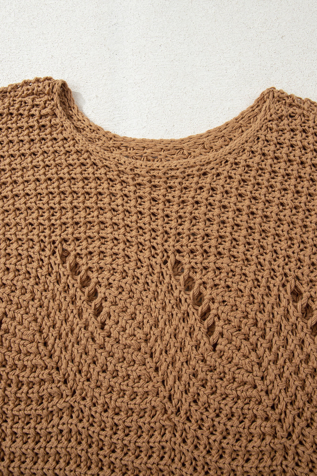 White Hollowed Detail Wide Sleeve Loose Pullover Sweater