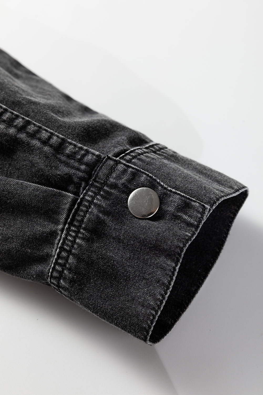 Medium Grey Beau Chest Pocket Raw Hem Denim Loose Shirt Dress