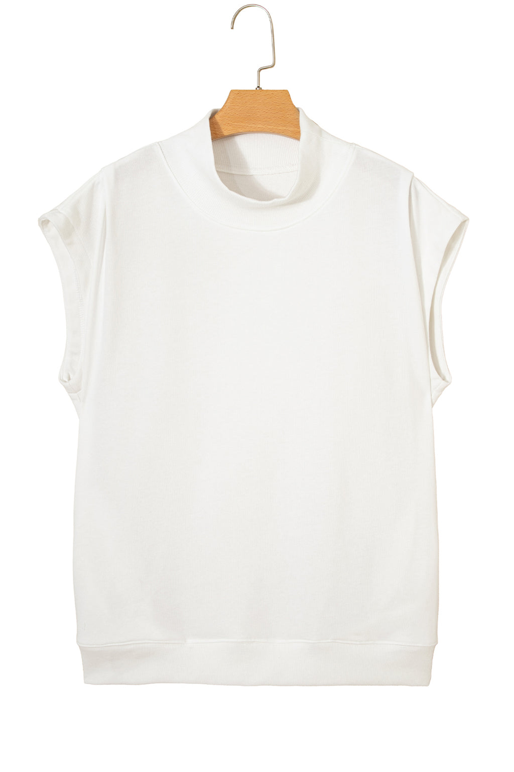 Pink Solid Color High Neck Cap Sleeve Loose Top