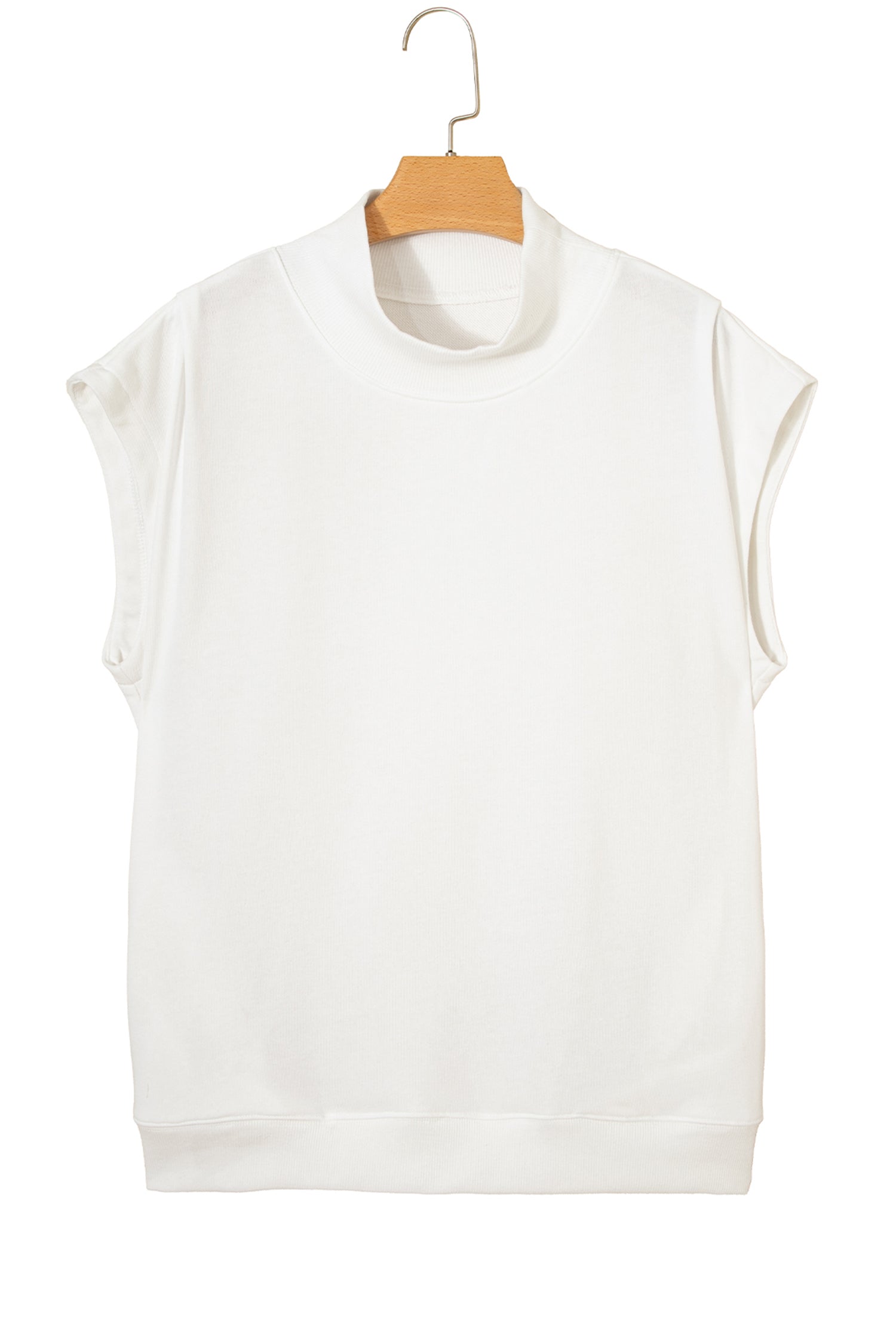 Pink Solid Color High Neck Cap Sleeve Loose Top