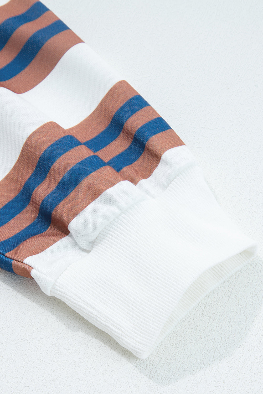 Brown Stripe Crew Neck Drop Shoulder Pullover Sweatshirt