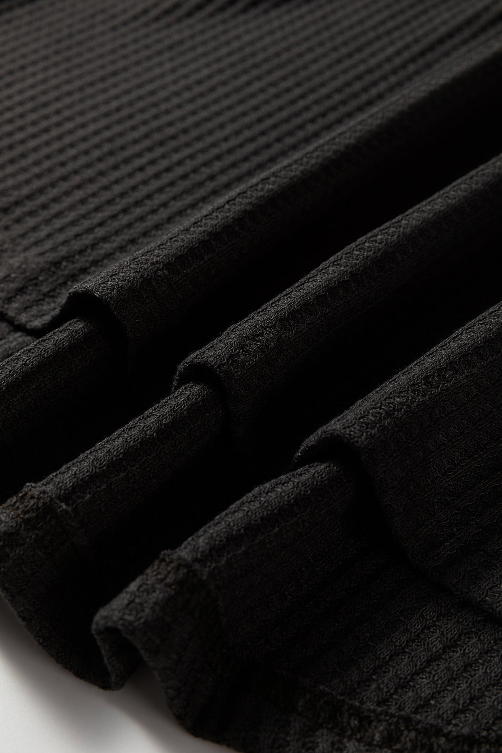 Carbon Grey Waffle Knit Patchwork Half Zipped Casual Sweatshirt