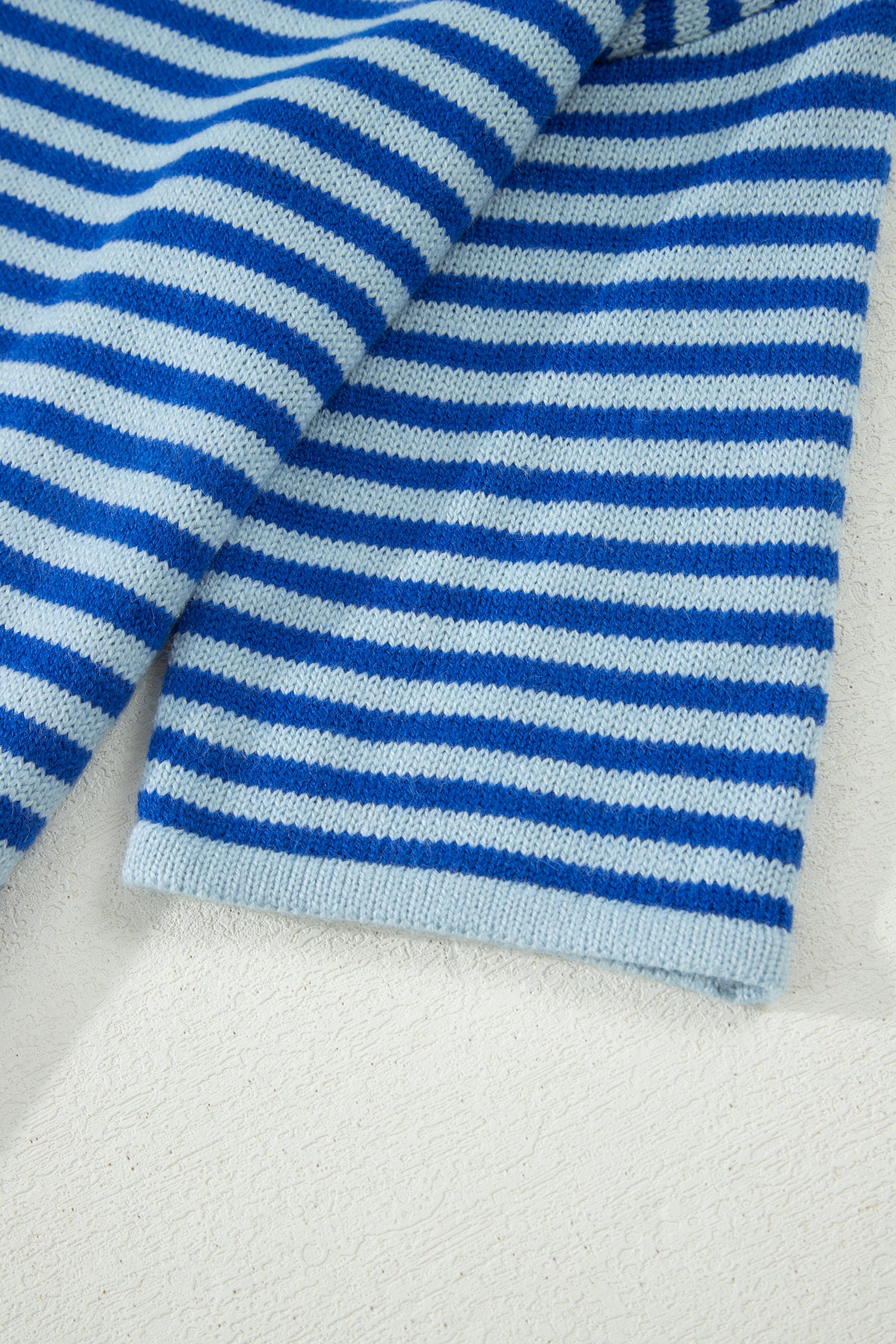 Blue Stripe Loose Half Sleeve Knit Button Down Sweater Cardigan