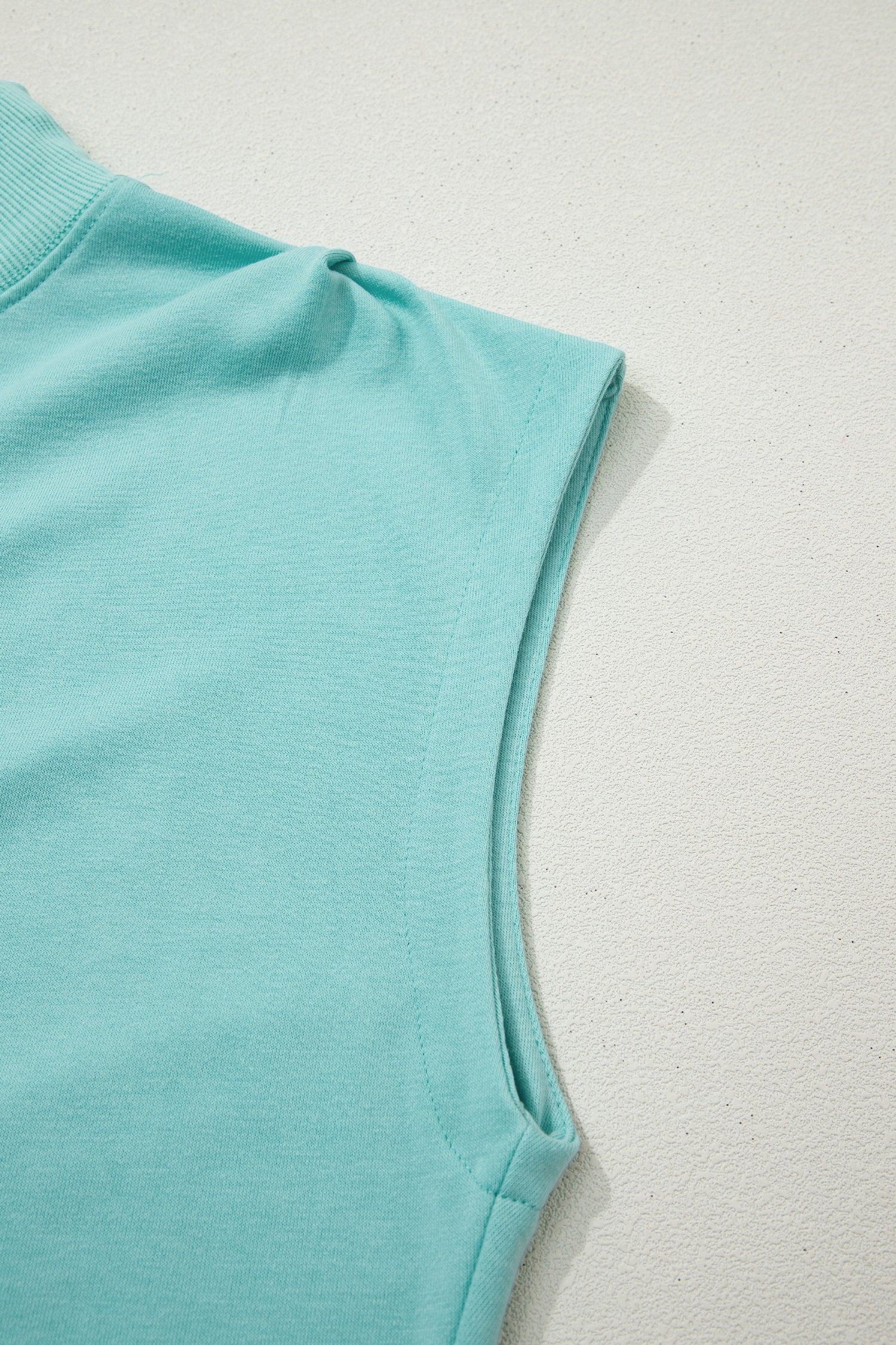 Pink Solid Color High Neck Cap Sleeve Loose Top