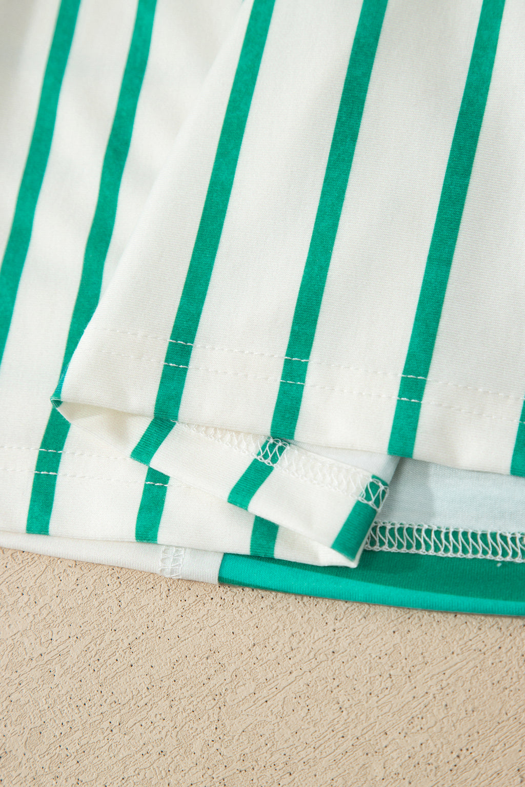 Pink Stripe Colorblock 3/4 Sleeve Loose T Shirt