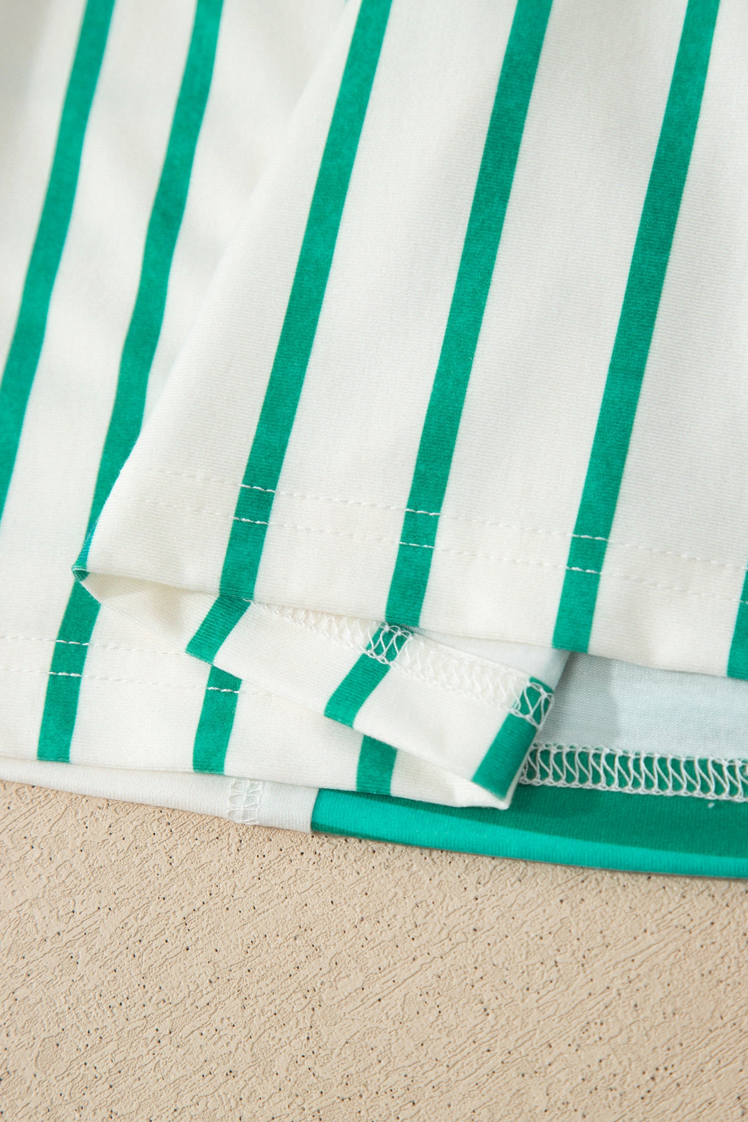 Pink Stripe Colorblock 3/4 Sleeve Loose T Shirt