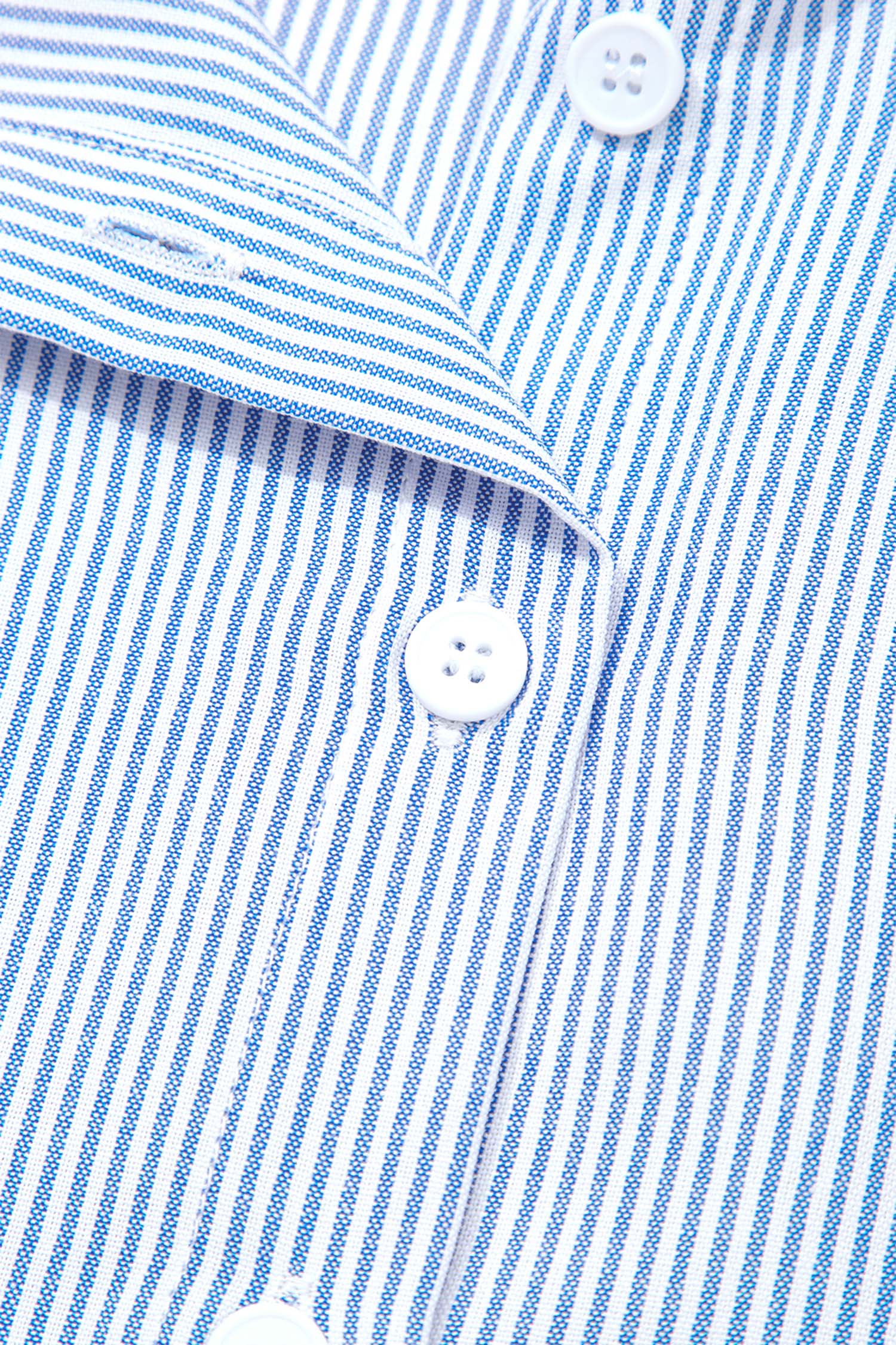 Sky Blue Stripe Contrasted Varsity Stripe Leopard Patchwork Button Down Shirt