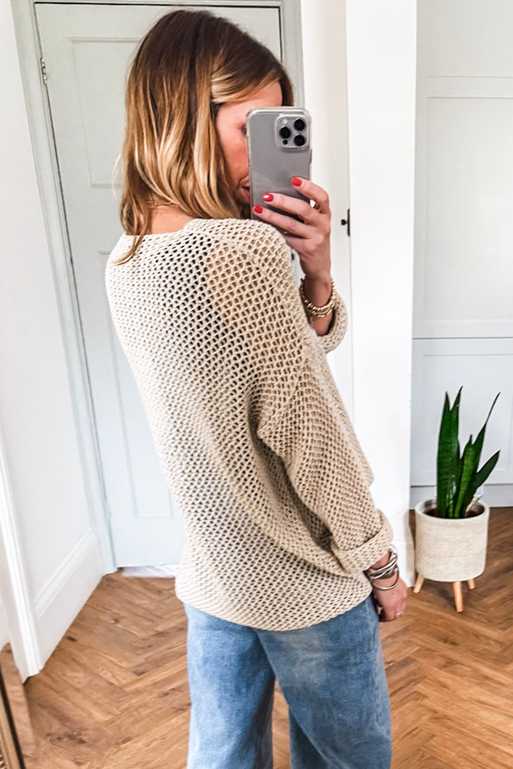 Black Crochet Hollow-out Jumper Top Sweater