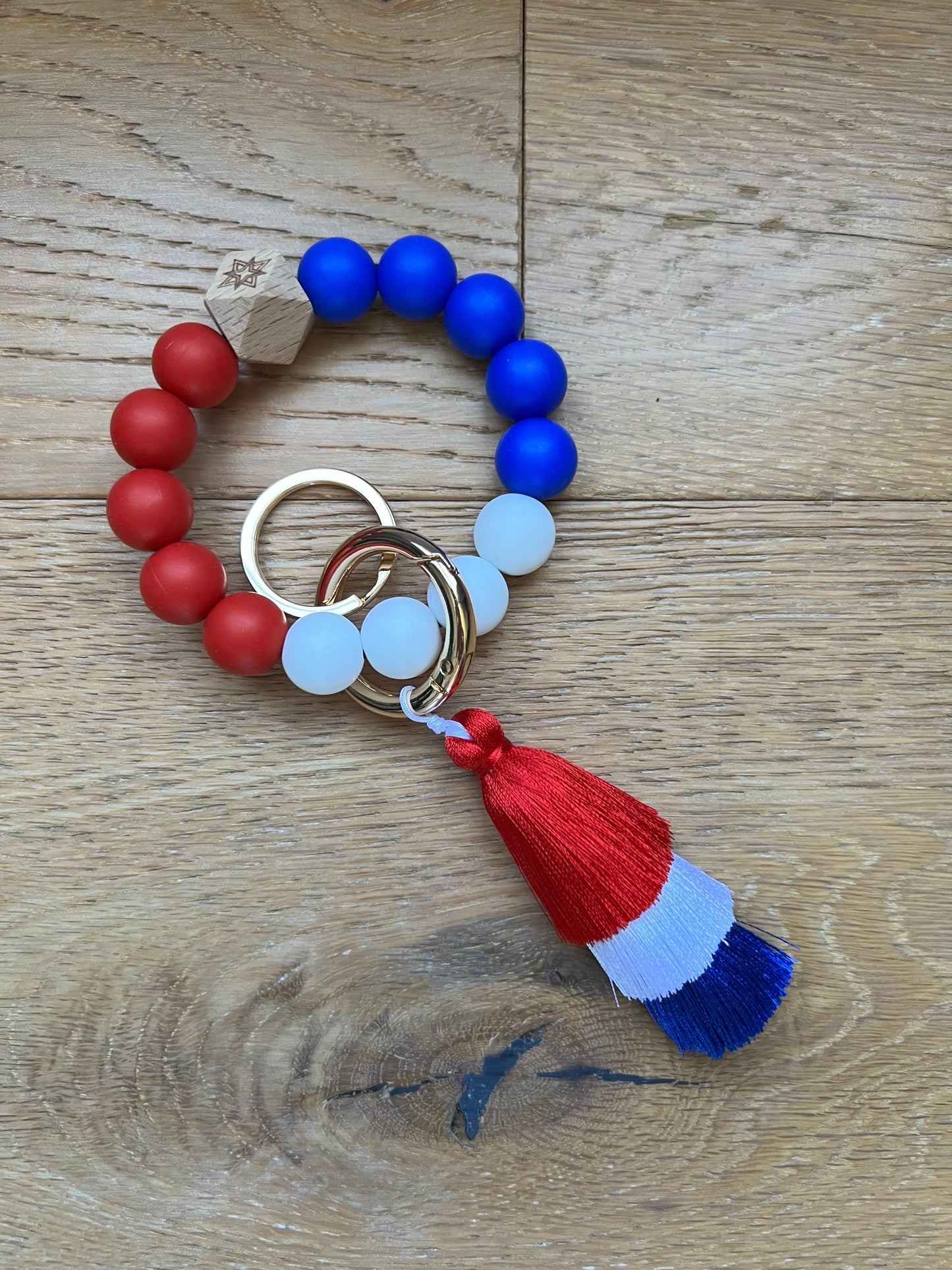 Colorful Beads Tassle Bracelet  Red, White and Blue