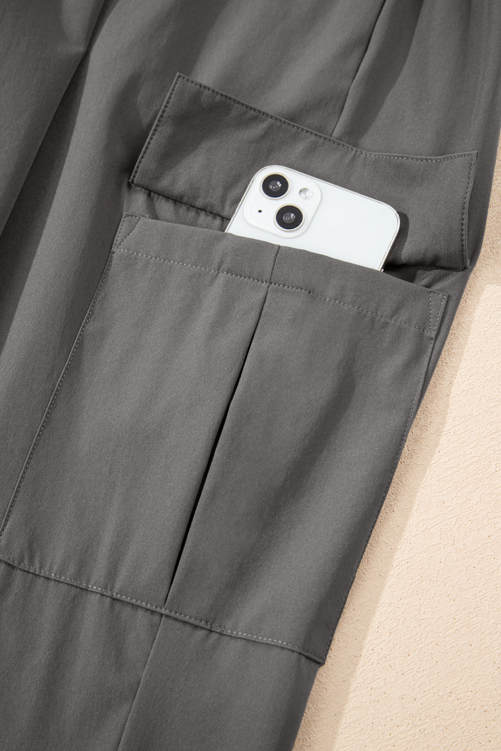 Camel Elastic High Waist Pocketed Cargo Jogger Pants