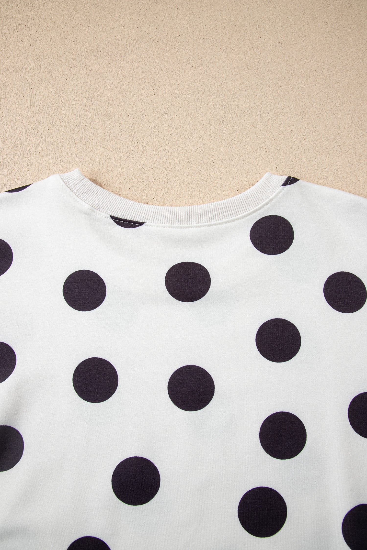 Sky Blue Polka Dot Print Drop Shoulder Pullover Drawstring Shorts Set