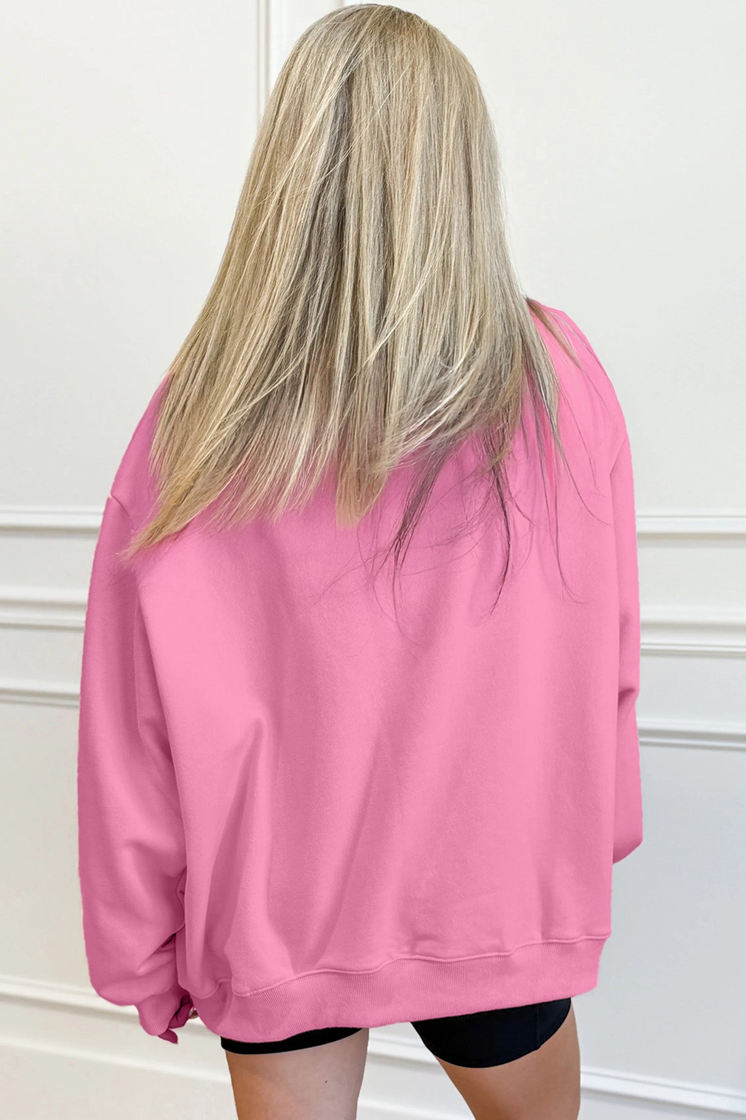 Apricot Pink Oversize Mock Neck Sweatshirt