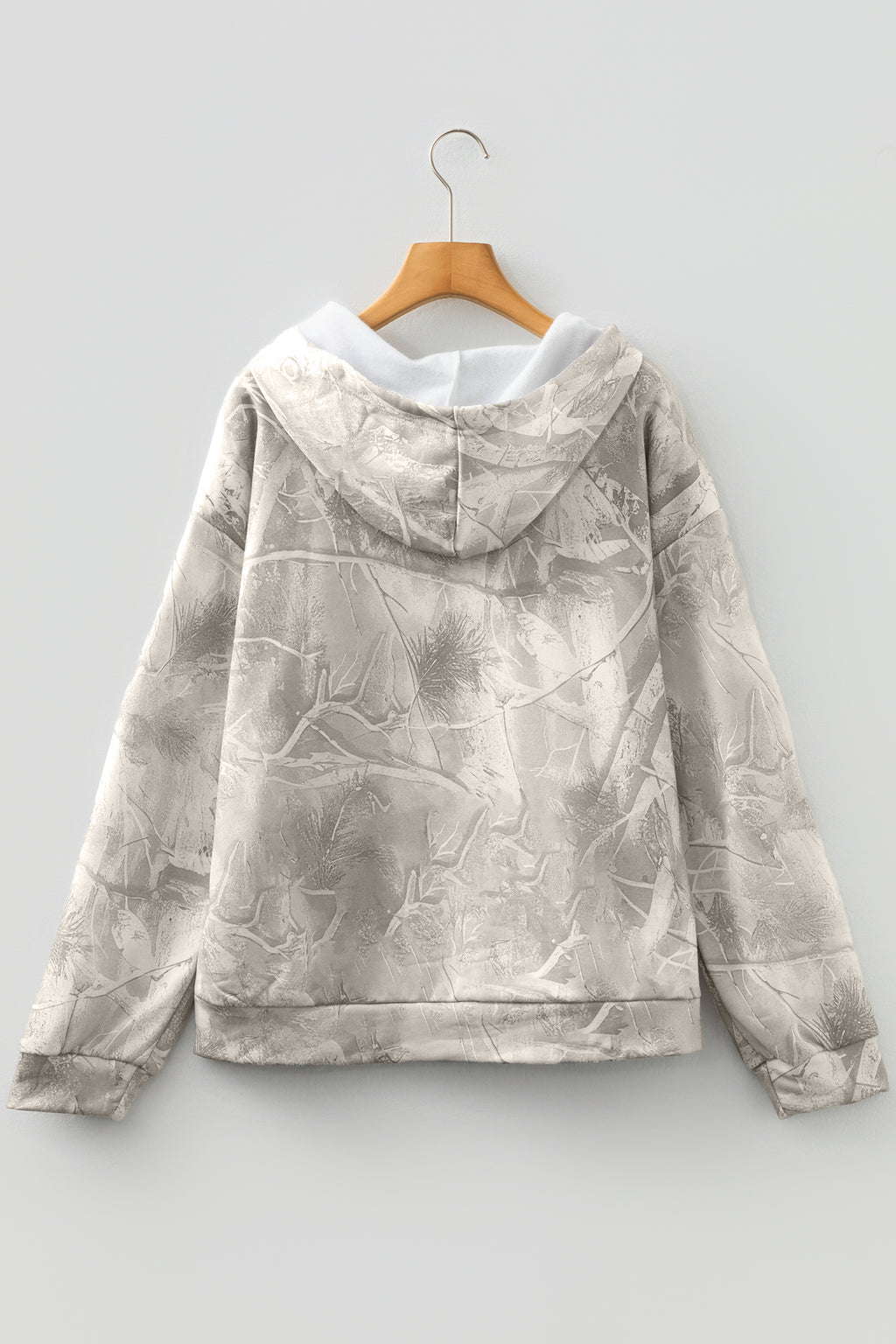 Light Pink Camouflage Woodland Print Oversized Sporty Hoodie