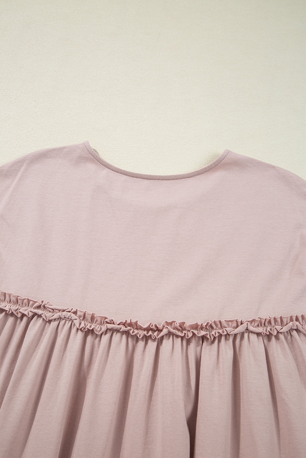 Mint Green Frilled Trim Crew Neck Loose Fit Mini Dress